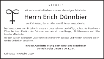 Anzeige von Erich Dünnbier von MGO