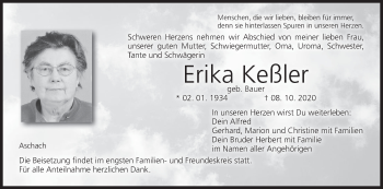 Anzeige von Erika Keßler von MGO