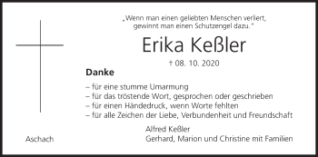 Anzeige von Erika Keßler von MGO