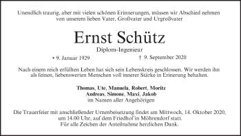 Anzeige von Ernst Schütz von MGO