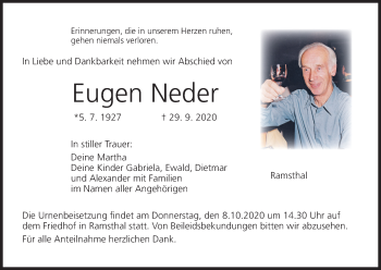 Anzeige von Eugen Neder von MGO