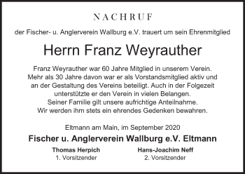 Anzeige von Franz Weyrauther von MGO
