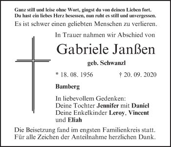 Anzeige von Gabriele Janßen von MGO