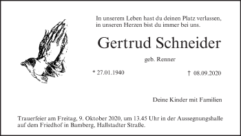 Anzeige von Gertrud Schneider von MGO