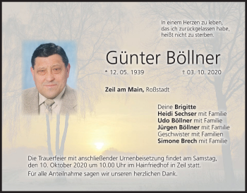 Anzeige von Günter Böllner von MGO