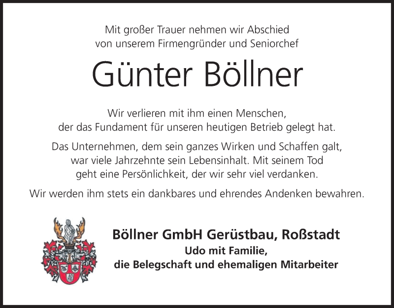  Traueranzeige für Günter Böllner vom 09.10.2020 aus MGO