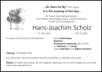 Anzeige von Hans-Joachim Scholz von MGO