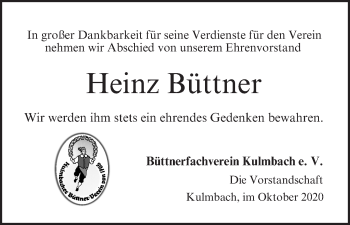 Anzeige von Heinz Büttner von MGO