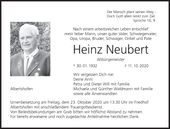 Anzeige von Heinz Neubert von MGO