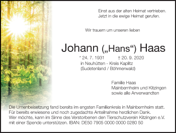 Anzeige von Johann Haas von MGO