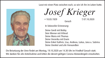Anzeige von Josef Krieger von MGO
