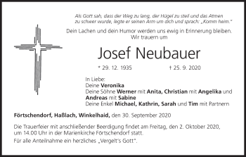 Anzeige von Josef Neubauer von MGO