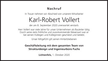 Anzeige von Karl-Robert Vollert von MGO