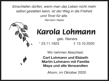 Anzeige von Karola Lohmann von MGO