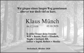 Anzeige von Klaus Münch von MGO