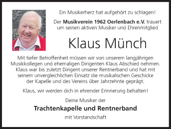Anzeige von Klaus Münch von MGO