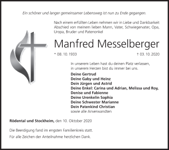 Anzeige von Manfred Messelberger von MGO