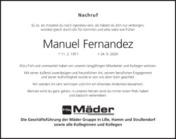 Anzeige von Manuel Fernandez von MGO