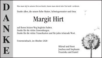 Anzeige von Margit Hirt von MGO