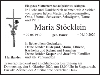 Anzeige von Maria Stöcklein von MGO