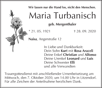 Anzeige von Maria Turbanisch von MGO