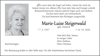 Anzeige von Marie-Luise Steigerwald von MGO