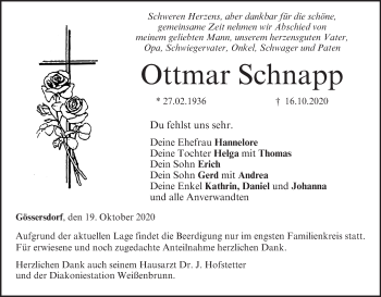 Anzeige von Ottmar Schnapp von MGO