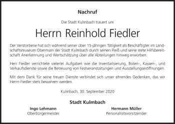 Anzeige von Reinhold Fiedler von MGO