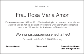 Anzeige von Rosa Maria Amon von MGO