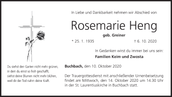 Anzeige von Rosemarie Heng von MGO