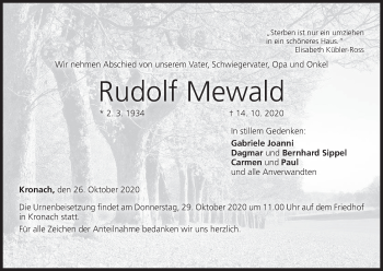 Anzeige von Rudolf Mewald von MGO