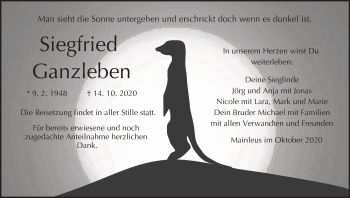 Anzeige von Siegfried Ganzleben von MGO