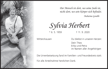 Anzeige von Sylvia Herbert von MGO