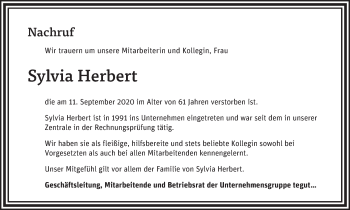 Anzeige von Sylvia Herbert von MGO