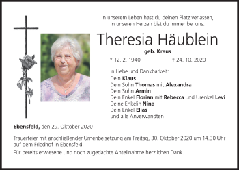 Anzeige von Theresia Häublein von MGO