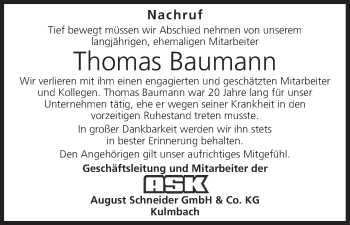 Anzeige von Thomas Baumann von MGO
