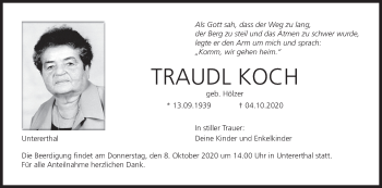 Anzeige von Traudl Koch von MGO