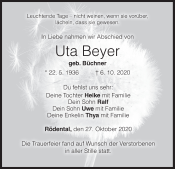 Anzeige von Uta Beyer von MGO