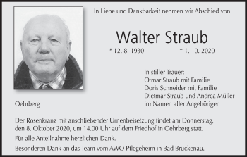 Anzeige von Walter Straub von MGO