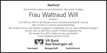 Anzeige von Waltraud Will von MGO