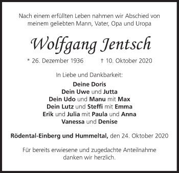 Anzeige von Wolfgang Jentsch von MGO