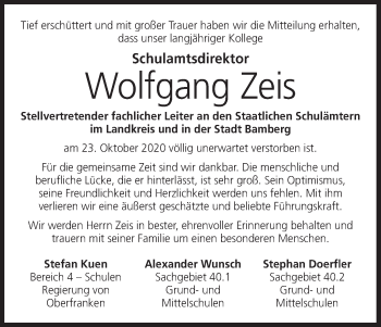 Anzeige von Wolfgang Zeis von MGO