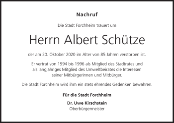 Anzeige von Albert Schütze von MGO