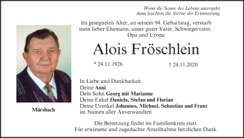 Anzeige von Alois Fröschlein von MGO