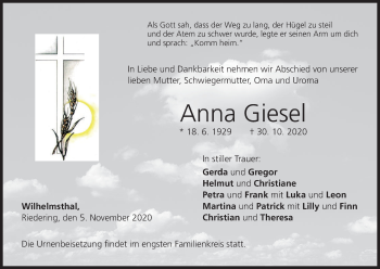 Anzeige von Anna Giesel von MGO