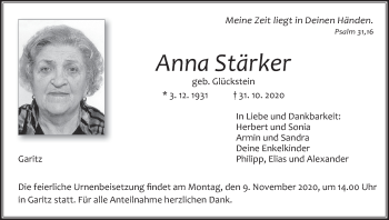 Anzeige von Anna Stärker von MGO