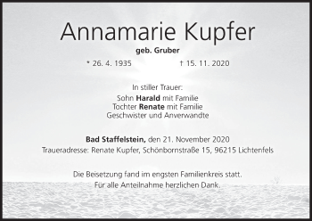Anzeige von Annamarie Kupfer von MGO