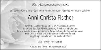 Anzeige von Anni Christa Fischer von MGO