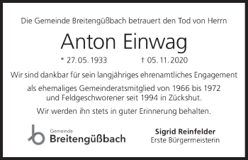 Anzeige von Anton Einwag von MGO