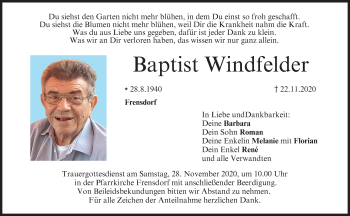 Anzeige von Baptist Windfelder von MGO